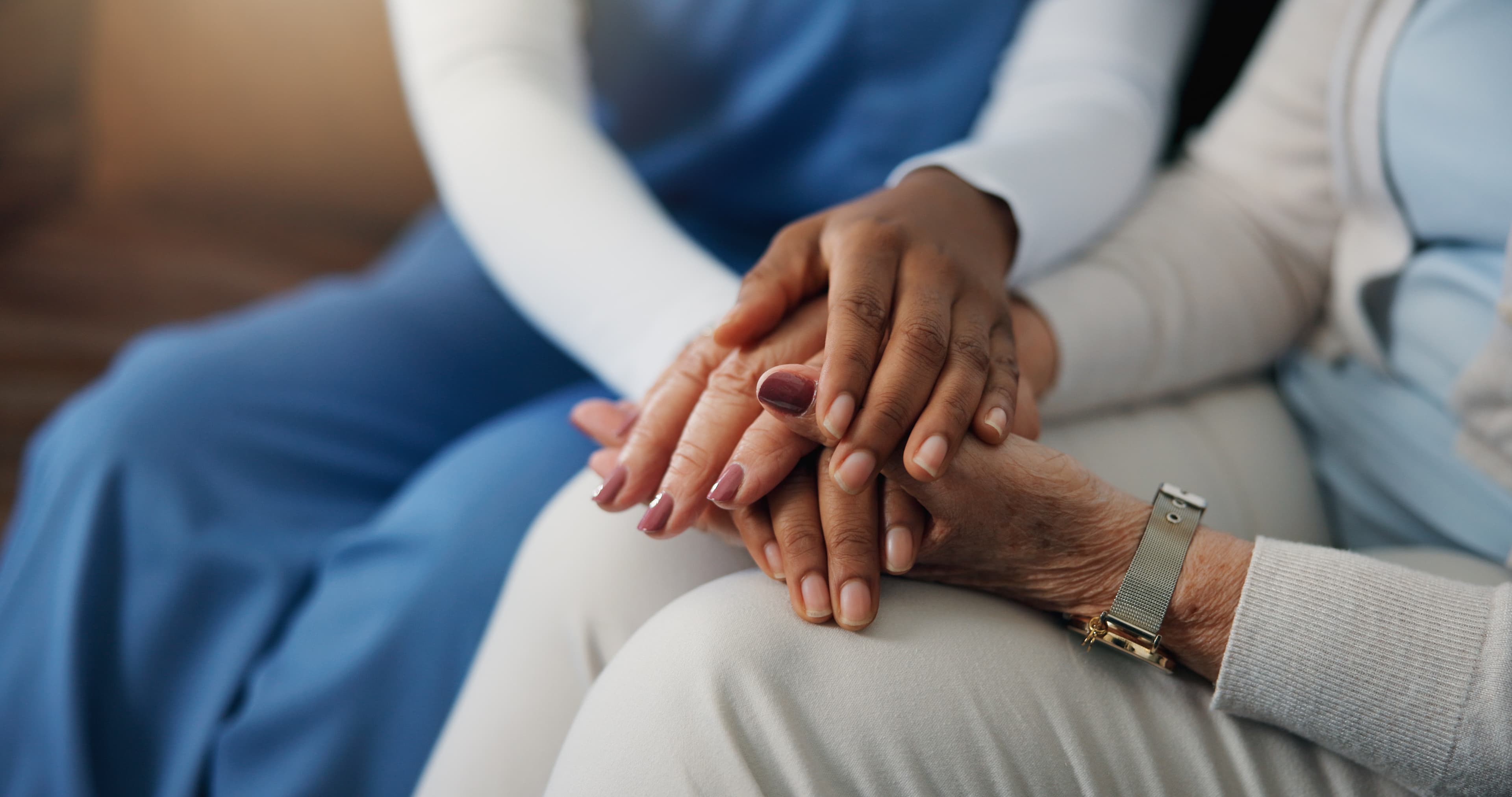 Care provider with elderly person